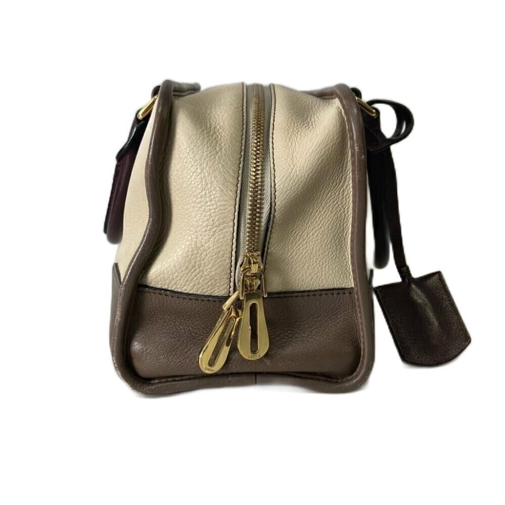 Loewe Beige Tricolor Amazona Leather Handbag Tan